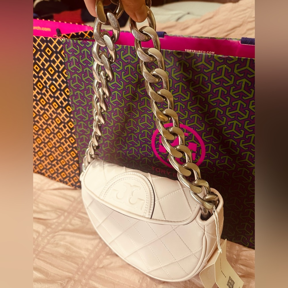 Tory Burch Quilted Shoulder Bag - Light Pink and Silver - Picture 3 of 3